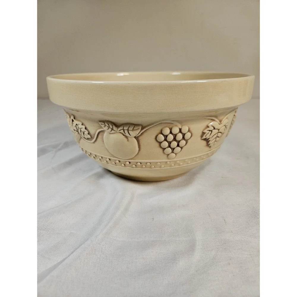 Farmhouse Crock Bowl, Dough Bowl Primitive Style Pottery Kitchen Bowl